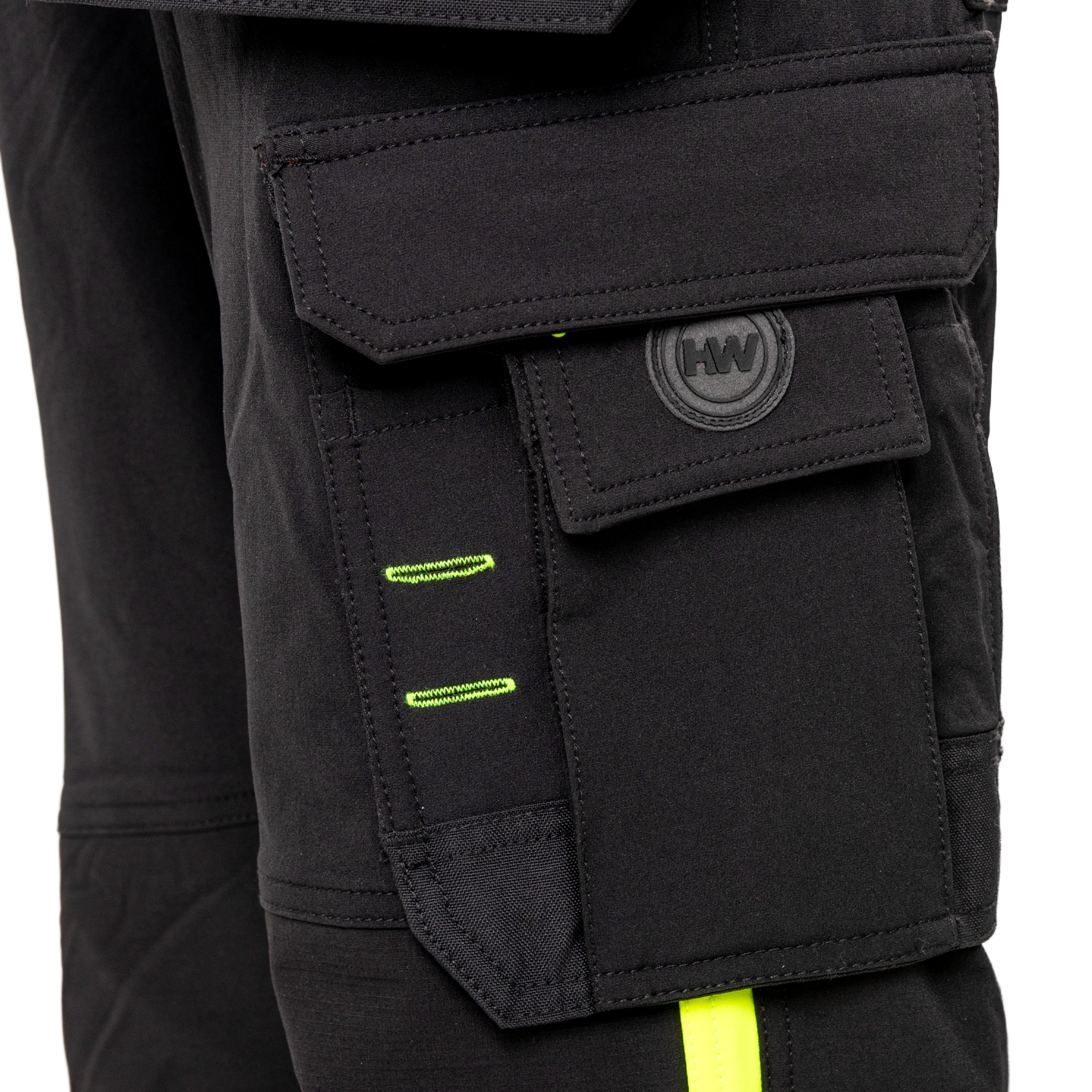 HW-Nordic-stretch-ripptaskutega-voopuksid-must-Hi-Vis-kollane-close-up-pocket