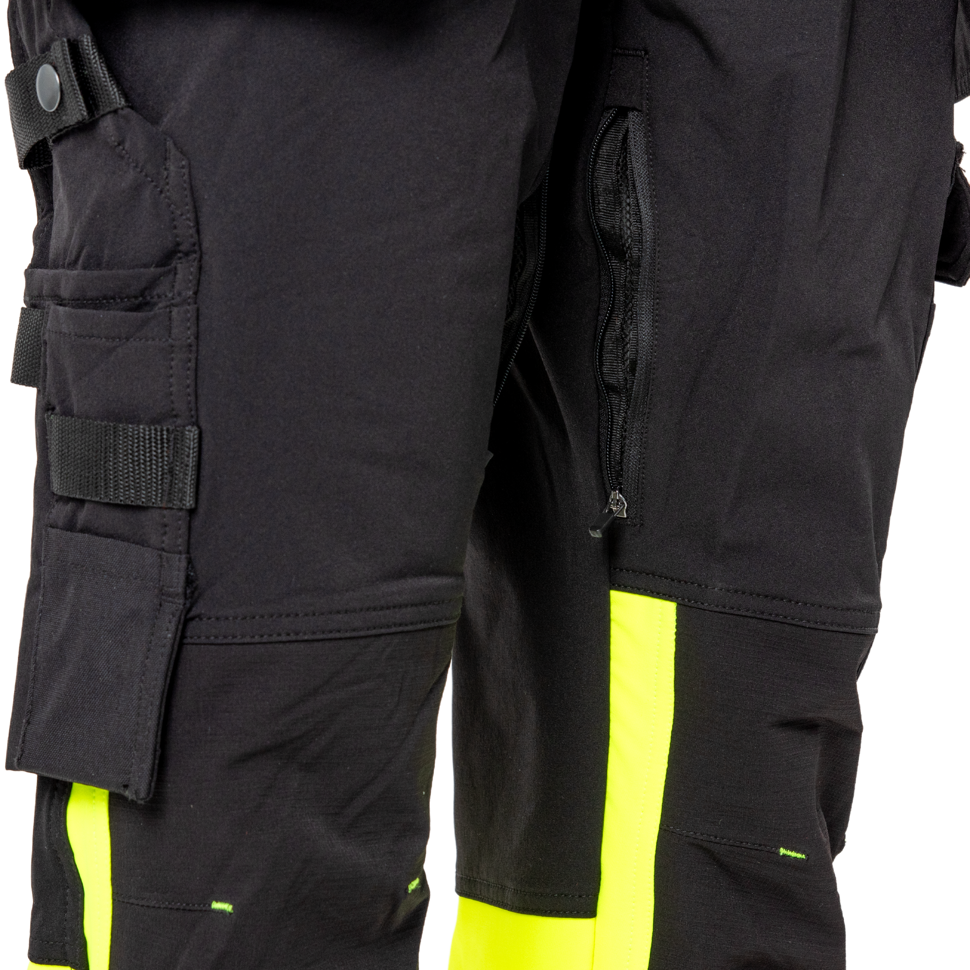 HW-Nordic-stretch-ripptaskutega-voopuksid-must-Hi-Vis-kollane-close-up-ventilation-pockets