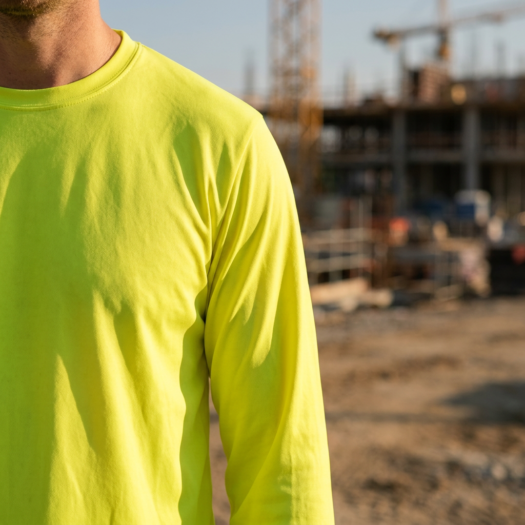HW-Ace-pikkade-varrukatega-sark-Hi-Vis-kollane-close-up